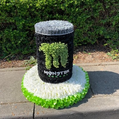 Monster, energy, soft, drink, can, Funeral, sympathy, wreath, tribute, flowers, florist, gravesend, Northfleet, Kent, London