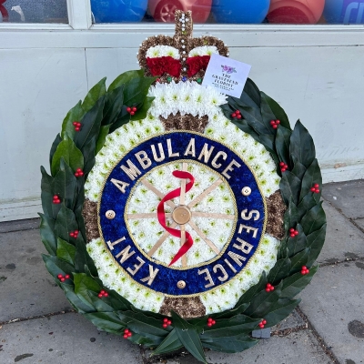 Paramedic, logo, badge, green, family, Funeral, sympathy, wreath, tribute, flowers, florist, gravesend, Northfleet, Kent, London, Essex 