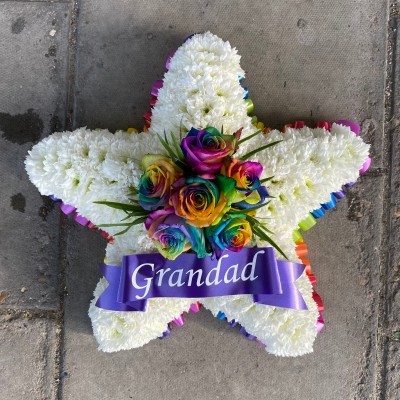 Rainbow, star, Funeral, sympathy, wreath, tribute, flowers, florist, gravesend, Northfleet, Kent, London, Essex 