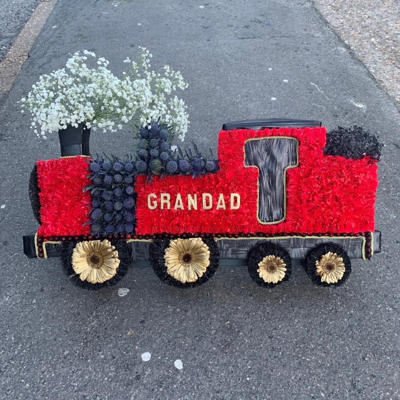 Red, steam, train, Funeral, sympathy, wreath, tribute, flowers, florist, gravesend, Northfleet, Kent, London