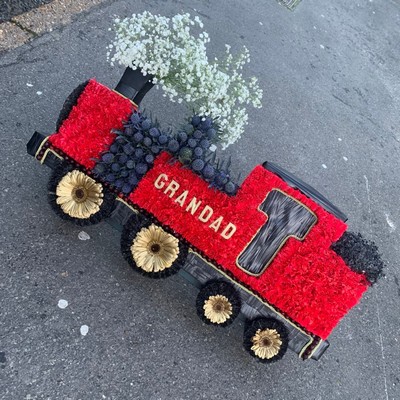 Red, steam, train, Funeral, sympathy, wreath, tribute, flowers, florist, gravesend, Northfleet, Kent, London