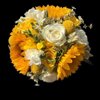 Sunflower, rose, yellow, wedding, flowers, bride, bridesmaid, bouquet, handtie, posy, Gravesend, Dartford, Medway, Kent, London, essex