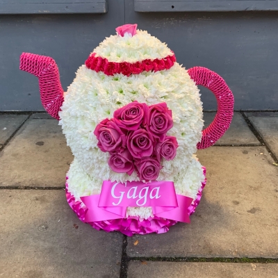 Teapot, tea, pot, Funeral, sympathy, wreath, tribute, flowers, florist, gravesend, Northfleet, Kent, London