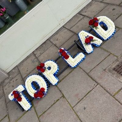 Top lad, letters, word, Funeral, sympathy, wreath, tribute, flowers, florist, gravesend, Northfleet, Kent, London, Essex 