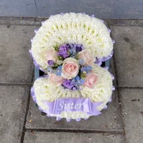 Letter, stand, frame, funeral, tribute, wreath, flowers, Gravesend, florist, delivery 