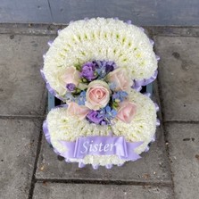 Letter, stand, frame, funeral, tribute, wreath, flowers, Gravesend, florist, delivery 