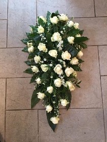 rose, coffin spray, funeral flowers, funeral tribute, gravesend, florist