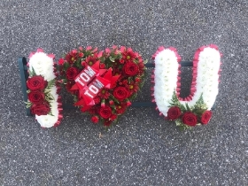 Love, I love you, letter, heart, funeral, flowers, tribute, Gravesend, florist, Kent 