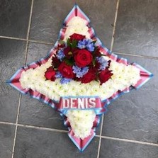 West Ham, cushion, claret, blue, funeral, tribute, flowers, wreath, Gravesend, florist, delivery