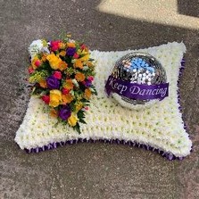 Disco ball, glitter ball, strictly, dancer, funeral, flowers, wreath, pillow, tribute, Gravesend, London, kent