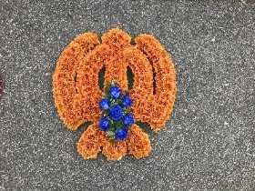 Khanda, Sikh, symbol, guru, Nanak, darbar, gurdwara, religious, religion, Indian, Asian, Funeral, tribute, wreath, flowers, florist, floral, guru Nanak, Gravesend, kent, Funeral, sympathy