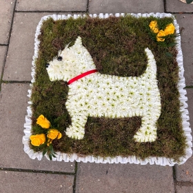 Dog, bedlington, terrier, funeral, tribute, sympathy, flowers, wreath, florist, gravesend, Northfleet, Kent, london
