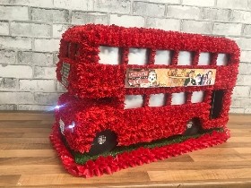 London, double, decker, routemaster, bus, red, traditional, retro, Funeral, sympathy, wreath, tribute, flowers, florist, Gravesend, northfleet, Kent, London 