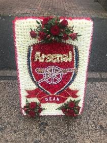 Arsenal, logo, football, shield, fan, Funeral, sympathy, tribute, wreath, flowers, florist, Gravesend, northfleet, Kent, London 