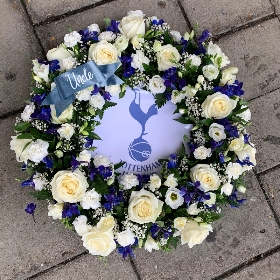 Football, logo, team, Crystal Palace, red, blue, Funeral, sympathy, wreath, tribute, flowers, florist, gravesend, Northfleet, Kent, london