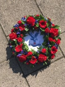 Football, logo, team, Crystal Palace, red, blue, Funeral, sympathy, wreath, tribute, flowers, florist, gravesend, Northfleet, Kent, london