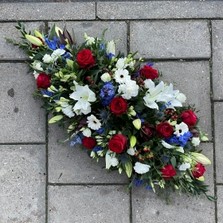 Red, white, blue, coffin, spray, funeral, flowers, tribute, wreath, florist, northfleet, gravesend, kent