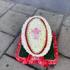 Rugby, ball, team, funeral, flowers, tribute, wreath, florist, gravesend, northfleet, kent