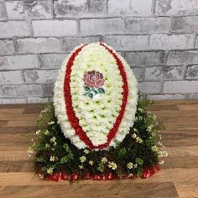 Rugby, ball, team, funeral, flowers, tribute, wreath, florist, gravesend, northfleet, kent