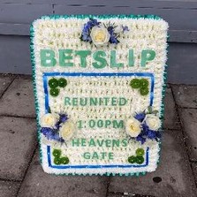 Racing, horse, betting, slip, funeral, flowers, wreath, tribute, florist, gravesend, northfleet, kent, London 