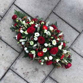 Red, white, coffin, spray, Funeral, sympathy, wreath, tribute, flowers, florist, gravesend, Northfleet, Kent, london
