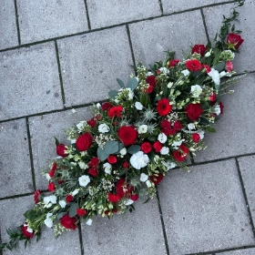 Red, white, coffin, spray, Funeral, sympathy, wreath, tribute, flowers, florist, gravesend, Northfleet, Kent, london