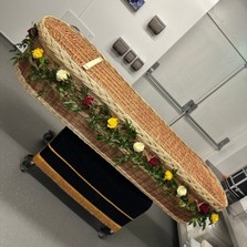 Rose, wicker, coffin, garland, Funeral, sympathy, wreath, tribute, flowers, florist, gravesend, Northfleet, Kent, london