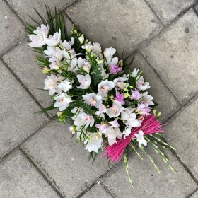 Orchid, freesia, spray, Funeral, sympathy, wreath, tribute, flowers, florist, gravesend, Northfleet, Kent, london
