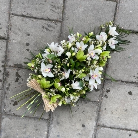 Orchid, freesia, spray, Funeral, sympathy, wreath, tribute, flowers, florist, gravesend, Northfleet, Kent, london