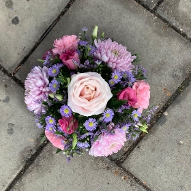 Pink, purple, posy, Funeral, sympathy, wreath, tribute, flowers, florist, gravesend, Northfleet, Kent, london