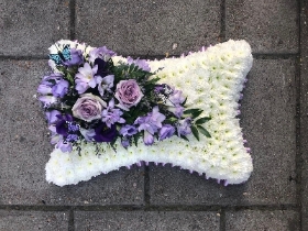 Lilac, purple, mauve, white, based, pillow, Funeral, sympathy, wreath, tribute, flowers, florist, gravesend, Northfleet, Kent, london