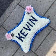 Name, pillow, Funeral, sympathy, wreath, tribute, flowers, florist, gravesend, Northfleet, Kent, london