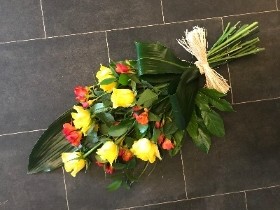 Rose, freesia, tied, sheaf, bouquet, Funeral, sympathy, wreath, tribute, flowers, florist, gravesend, Northfleet, Kent, london