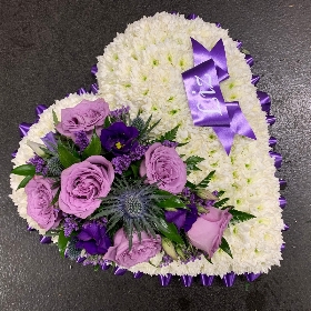 Purple, lilac, mauve, heart, Funeral, sympathy, wreath, tribute, flowers, florist, gravesend, Northfleet, Kent, london