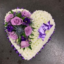 Purple, lilac, mauve, heart, Funeral, sympathy, wreath, tribute, flowers, florist, gravesend, Northfleet, Kent, london