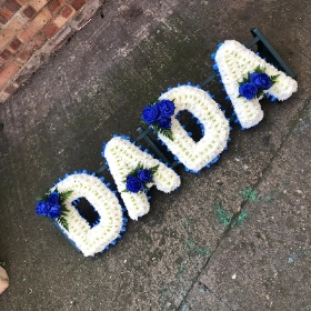 Dada, letters, word, Funeral, sympathy, wreath, tribute, flowers, florist, gravesend, Northfleet, Kent, london