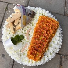 Fish, chips, dinner, food, seaside, Funeral, sympathy, wreath, tribute, flowers, florist, gravesend, Northfleet, Kent, london