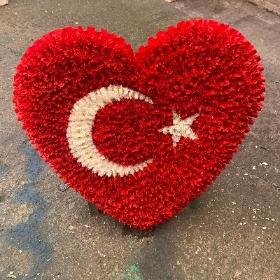 Turkish, turkey, flag, heart, Funeral, sympathy, wreath, tribute, flowers, florist, gravesend, Northfleet, Kent, london
