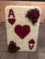 ace of hearts, playing, card, wreath, funeral, tribute, flowers, florist, kent, london, essex
