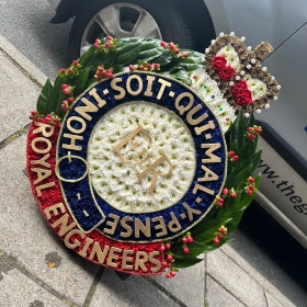 Royal, engineers, badge, logo, medal, British, army, military, Funeral, sympathy, wreath, tribute, flowers, florist, gravesend, Northfleet, Kent, London, Essex 