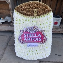 Drink, can, Coke, Fosters, Stella, Funeral, sympathy, wreath, tribute, flowers, florist, gravesend, Northfleet, Kent, London, Essex 