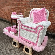 Armchair, table, slippers, traveller, gypsy, Funeral, sympathy, wreath, tribute, flowers, florist, gravesend, Northfleet, Kent, London