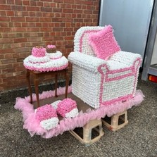 Armchair, table, slippers, traveller, gypsy, Funeral, sympathy, wreath, tribute, flowers, florist, gravesend, Northfleet, Kent, London