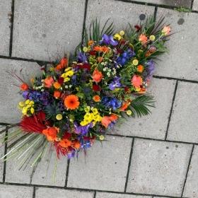 Bright, coffin, spray, display, Funeral, sympathy, wreath, tribute, flowers, florist, gravesend, Northfleet, Kent, London