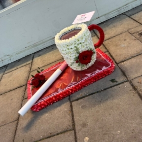 Coffee, cup, mug, cigarette, fag, Funeral, sympathy, wreath, tribute, flowers, florist, gravesend, Northfleet, Kent, London, Essex 