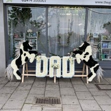 Horse, cob, rearing, dad, xl, tall, funeral, flowers, tribute, wreath, traveller, gypsy, London, kent