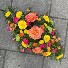 Bright, vibrant, tutti, fruiti, spray, double, ended, Funeral, sympathy, wreath, tribute, flowers, florist, gravesend, Northfleet, Kent, London