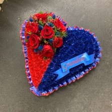 Heart, blue, red, crystal, palace, half, twin, Funeral, sympathy, wreath, tribute, flowers, florist, gravesend, Northfleet, Kent, London