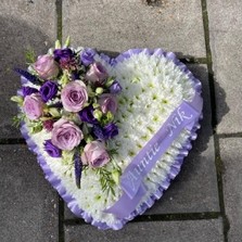 Lilac, white, heart, Funeral, sympathy, wreath, tribute, flowers, florist, gravesend, Northfleet, Kent, London, Essex 