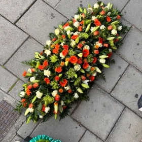 Green, white, orange, Irish, coffin, spray, Funeral, sympathy, wreath, tribute, flowers, florist, gravesend, Northfleet, Kent, London, Essex 